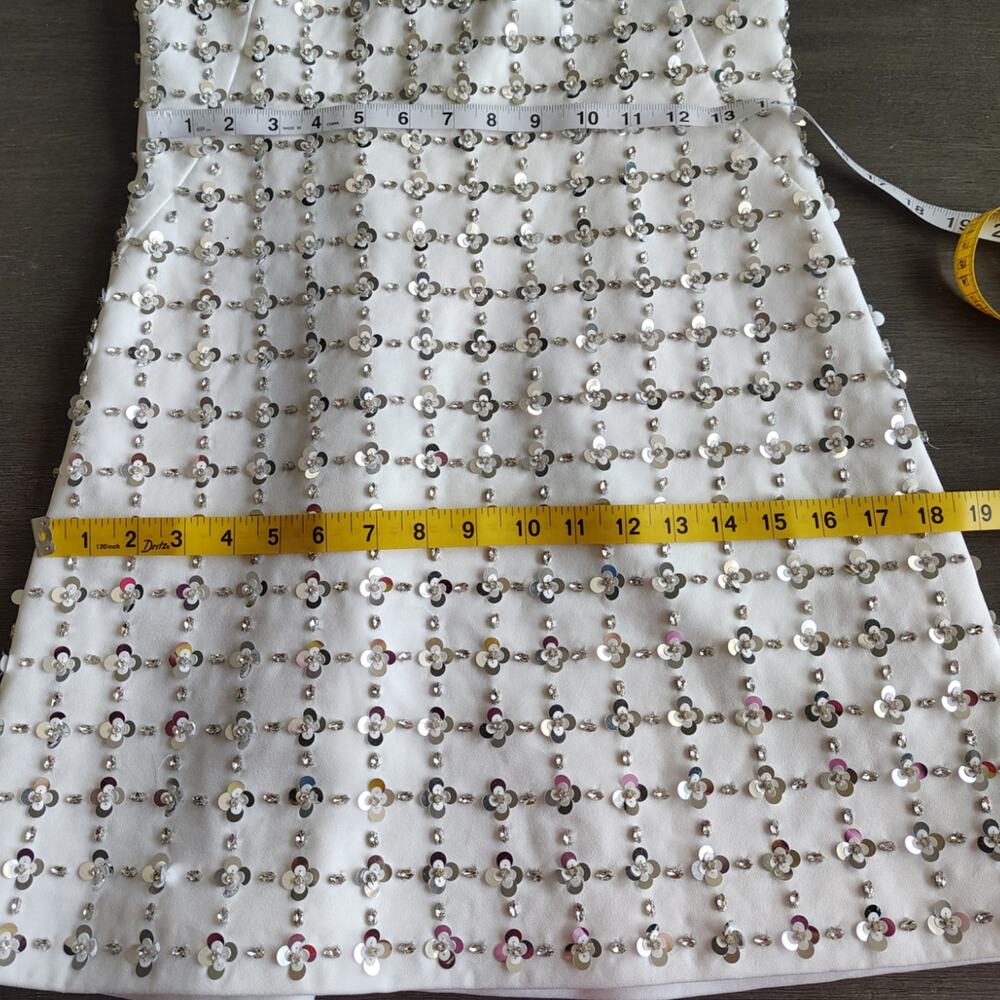 Simkhai Ziva White Embellished Mini Dress Crystal Sequin Size 8 Bridal - Picture 8 of 16